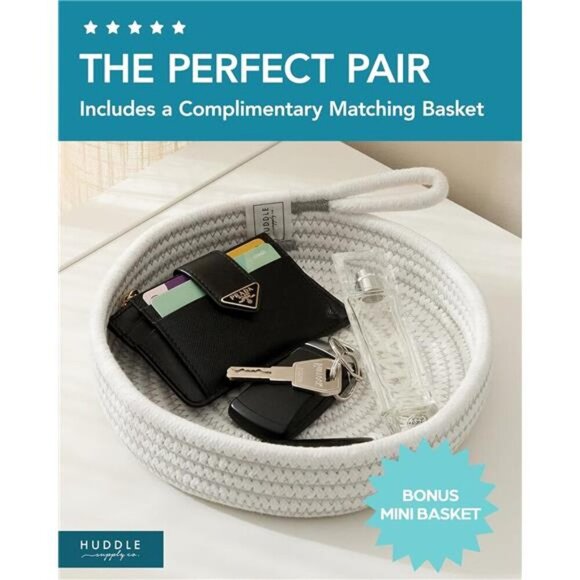 XXXXL WASHABLE Jumbo 24" x 17"Extra Large Basket for Blankets Cotton Rope Basket - Picture 6 of 7